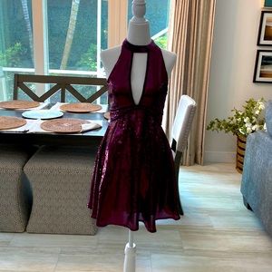 Wine Sequence cocktail dress